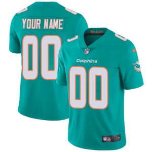 Nike Miami Dolphins Customized Aqua Green Team Color Stitched Vapor ...